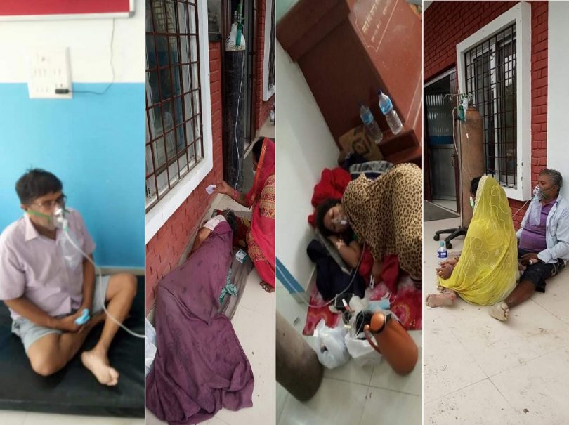 कोरोना संक्रमितहरु दिनहुँ बढ्दै गएपछि रुपन्देहीका अस्पतालहरु भरि–भराउ, विरामीको भुईमा नै उपचार