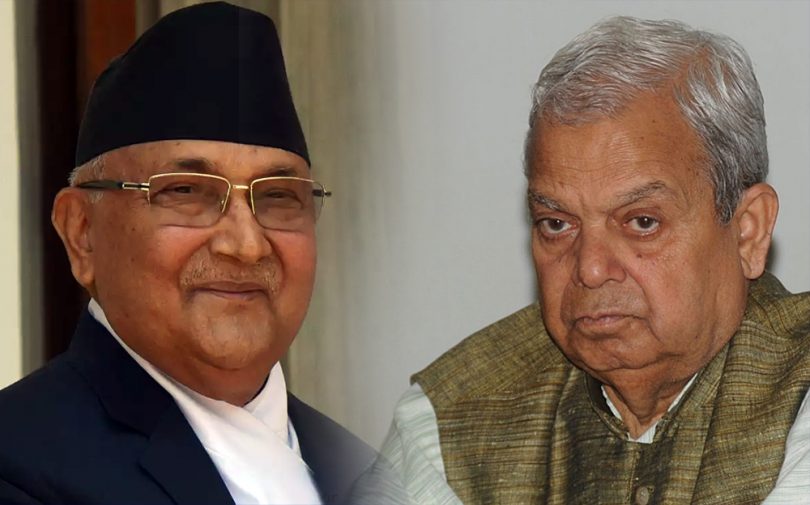 नेकपा एमालेका अध्यक्ष केपी ओली र जनता समाजवादी पार्र्टीका अध्यक्ष महन्थ ठाकुर समूहबीच भेटवार्ता