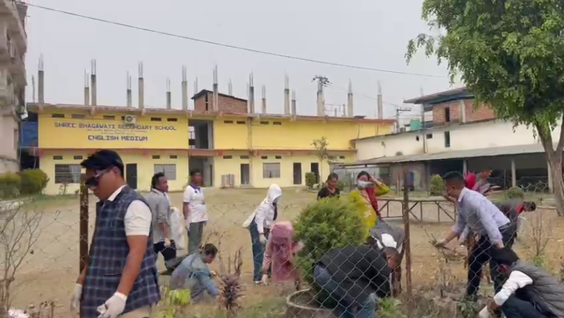 मतदान र मतगणनापछि भगवती मावि परिसरमा सरसफाइ