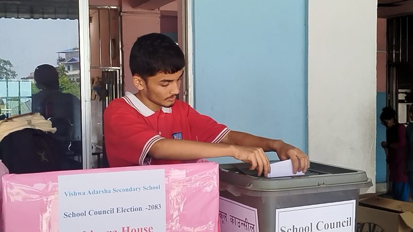 नेतृत्व विकासका लागि विश्व आदर्श एकेडेमीमा वार्षिक विद्यार्थी निर्वाचन