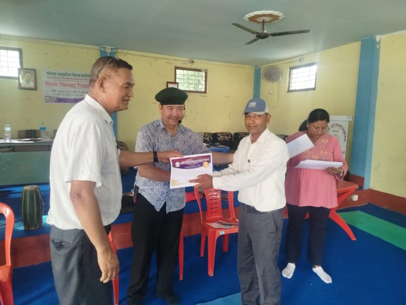 संगीतमार्फत सिकाइ र मानसिक स्वास्थ्य प्रवद्र्धन ः रामधुनीमा म्युजिक थेरापी तालिम सम्पन्न
